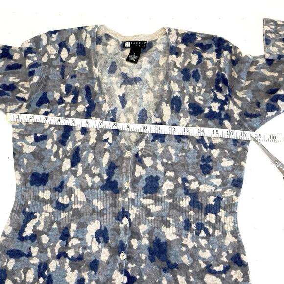 Vintage Carole Little Lambs Wool Cardigan Sweater Women's S Blue Gray Retro Y2K - Picture 8 of 11